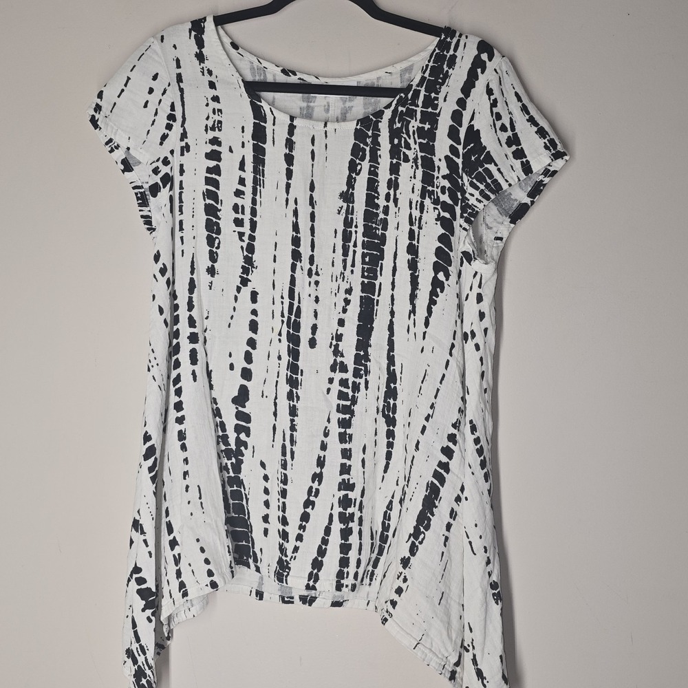 Bryn Walker Tie Dye Asymmetrical 100% Cotton Tunic Top Oversized XS